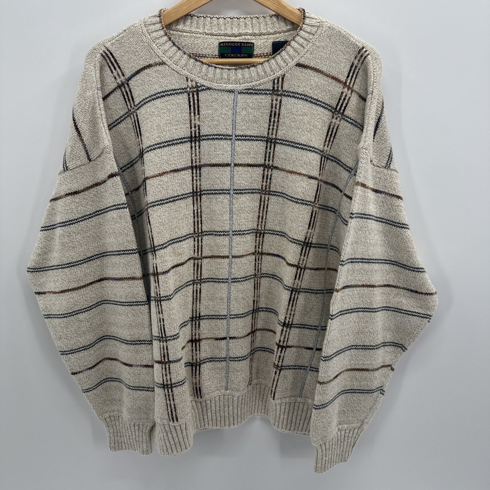 Vintage Colours Sweater 3D Knit Biggie Cosby Chunky XL Made in USA Lk Coogi Y2K